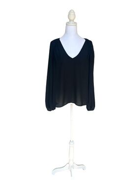 LOFT Outlet V-Neck Black Blouse-Size S